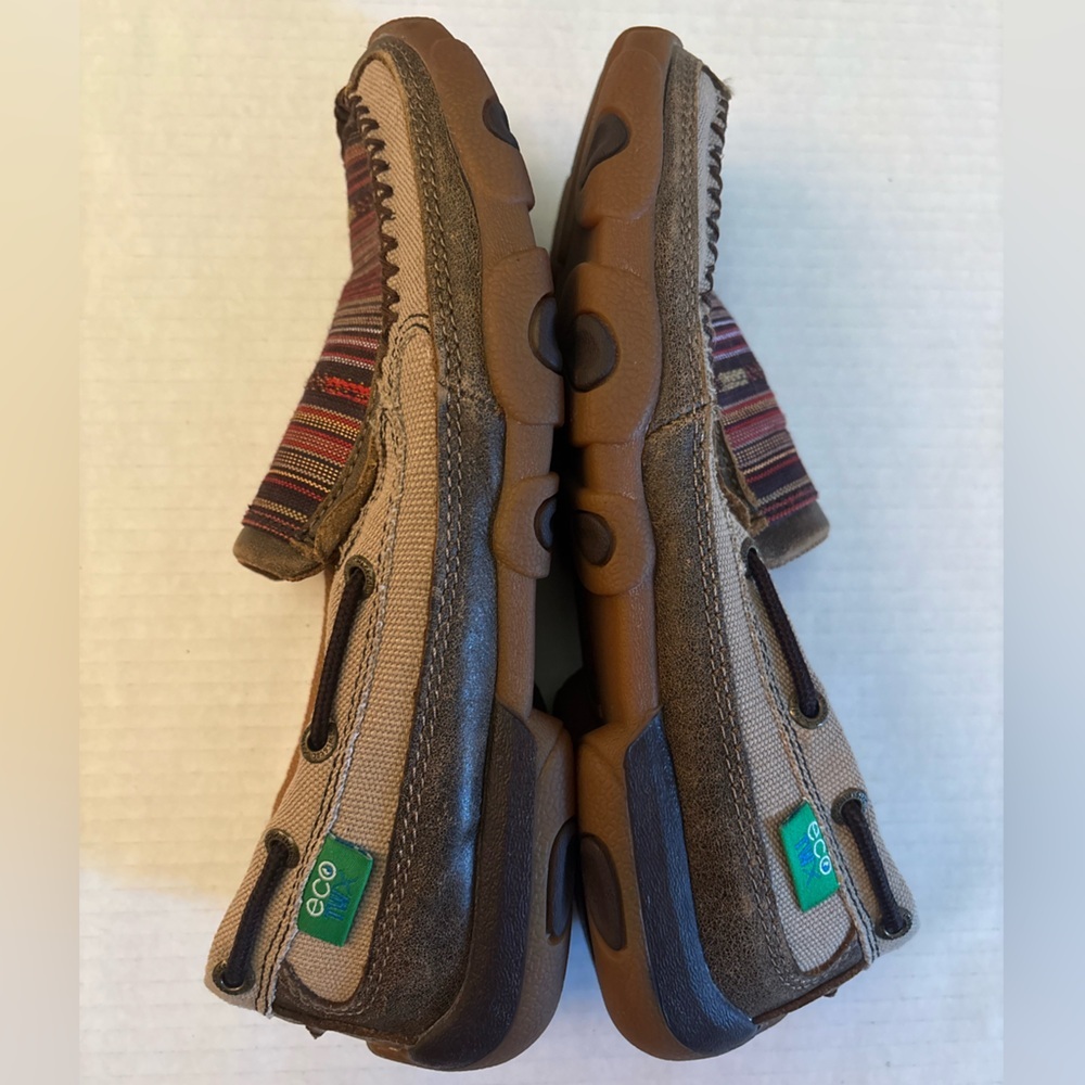 Twisted X Women’s Moc Toe Slip On Shoes Brown Canvas Western Size 7.5 Boho - Picture 7 of 11